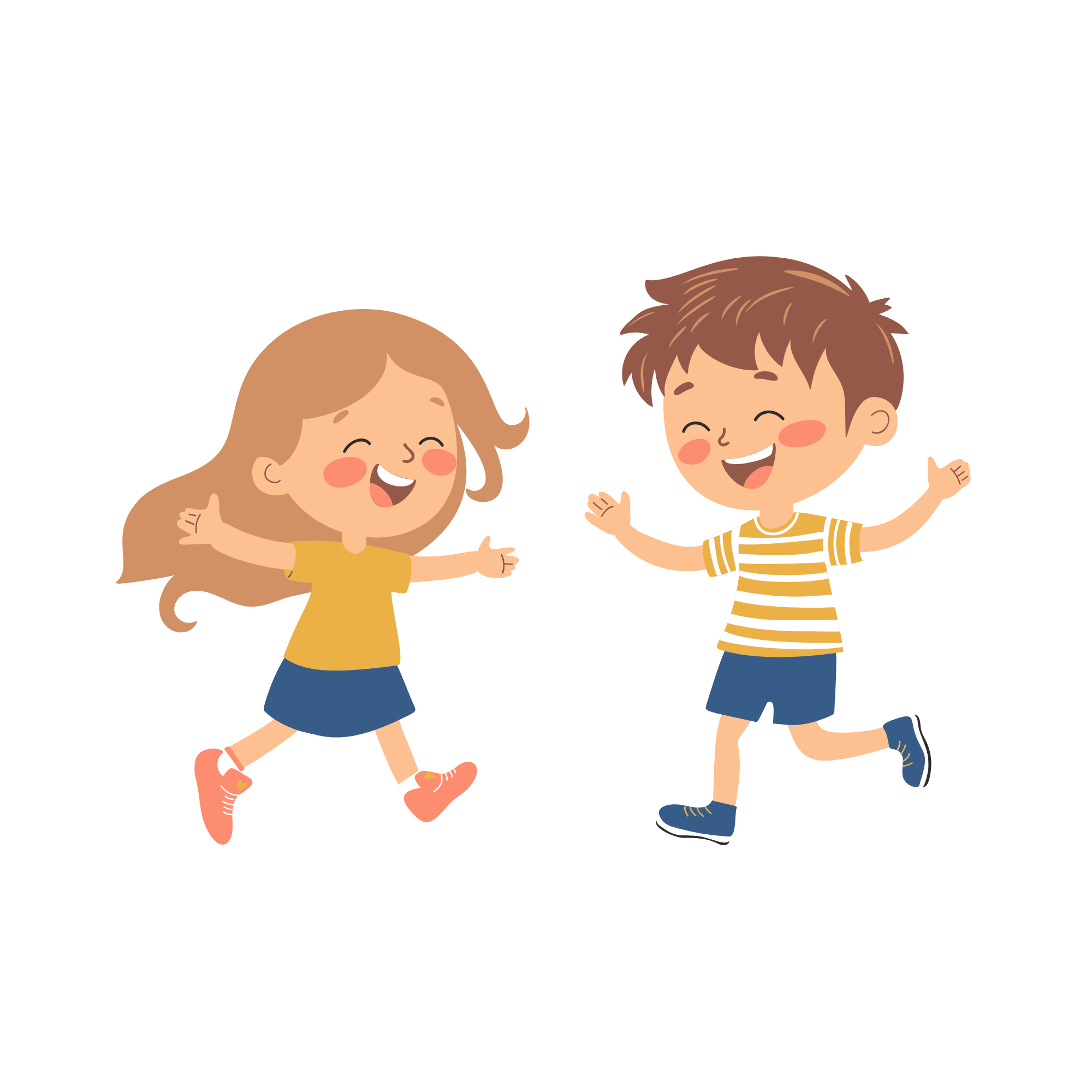 Two kids running and playing