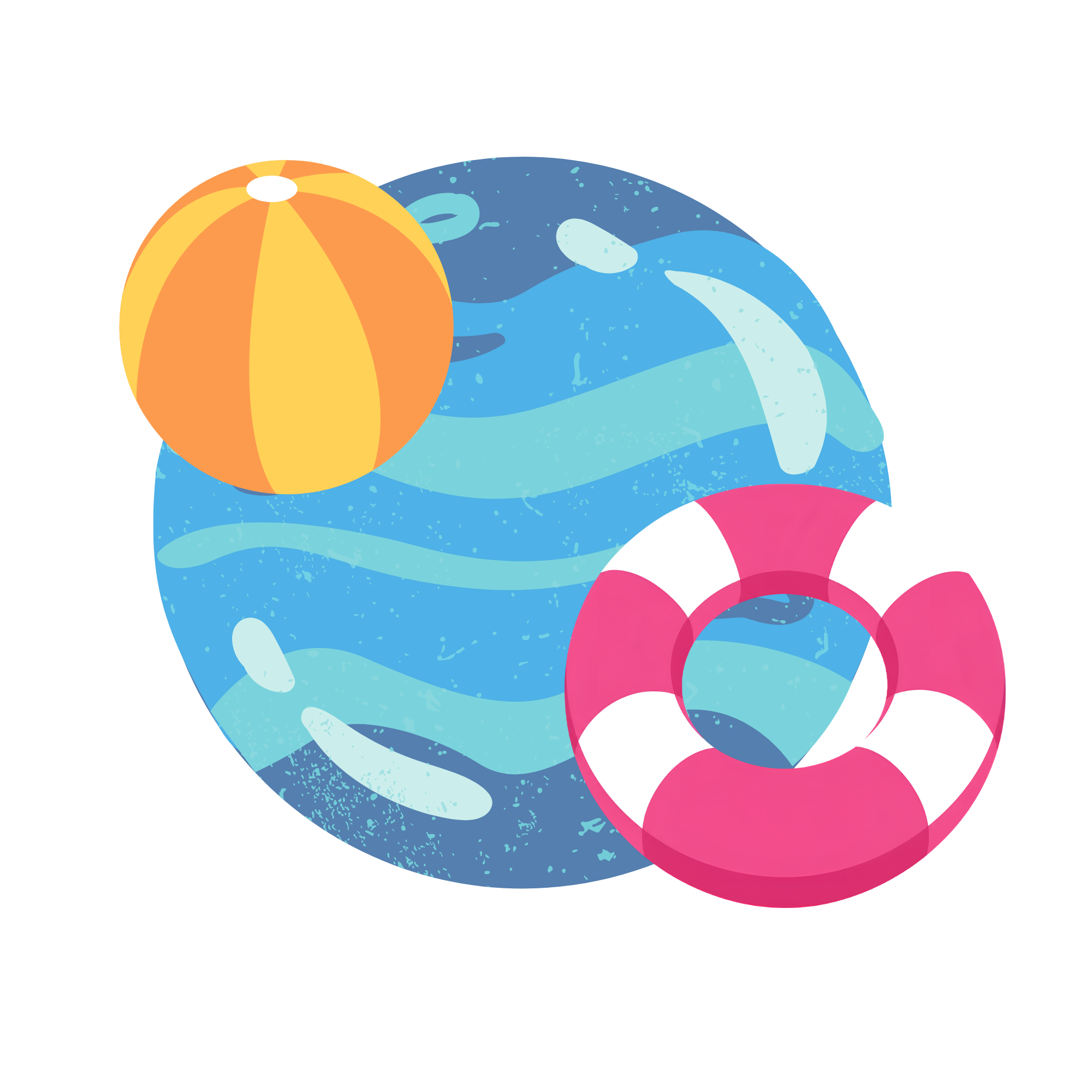 Beach ball and pool float